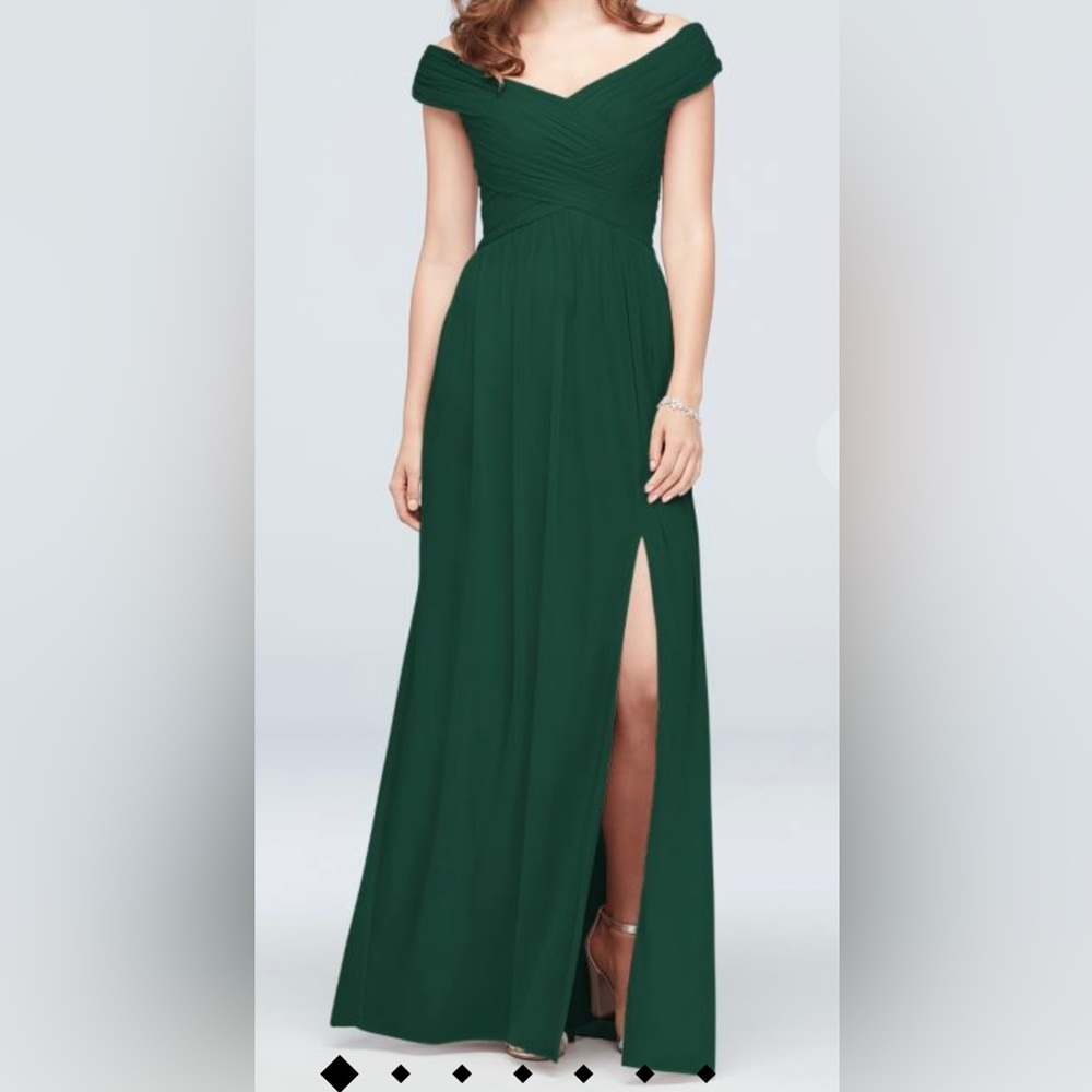 Off the shoulder bridesmaid dress in Juniper